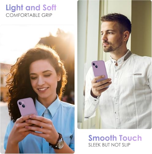 Image of DIZORO Square Candy Liquid Silicone iPhone Case Cover Compatible for iPhone 13, All Cube Series with Microfiber Lining Compatible iPhone 13 (6.1 inch) - Lilac