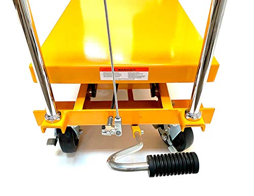 Mesa Elevadora de Tijera Manual. Capacidad 500kg a 1000mm de elevación, Dimensiones de la Base 1000x510mm. Muy Robusta y con Ruedas