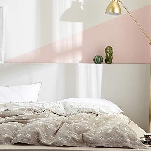 Miniatura 8 de Manta de muselina ligera y acogedora de 3 capas 100% algodón para cama, sofá y sofá, colcha de verano con patrón, camello, tamaño Queen, 78 x 90