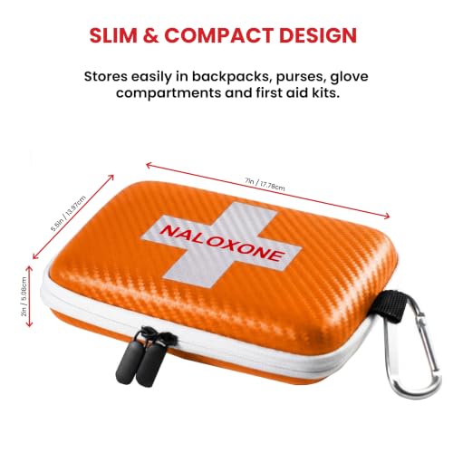 Image of Naloxone Carry Case for Opioid Overdose Kits - Protective & Water Resistant Hardshell - Holds All Naloxone Formulations Does Not Include Naloxone or Accessories (Case Size 7 inch x 4.5 inch x 2 inch)(Orange 100)