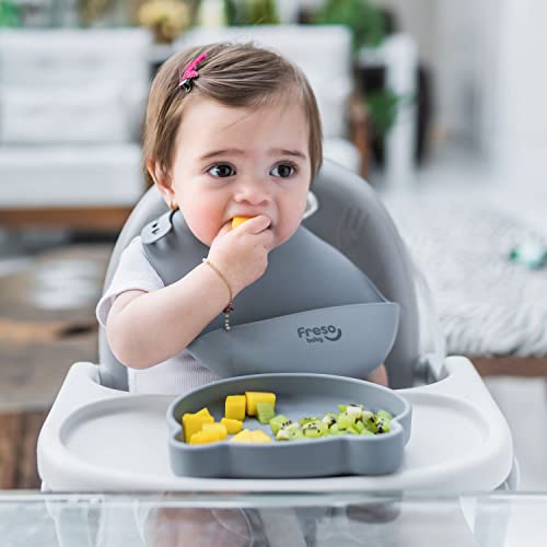 Freso Baby Babador Silicone Alimentação Bebê Introdução Alimentar Blw Impermeável Fecho Ajustável Co
