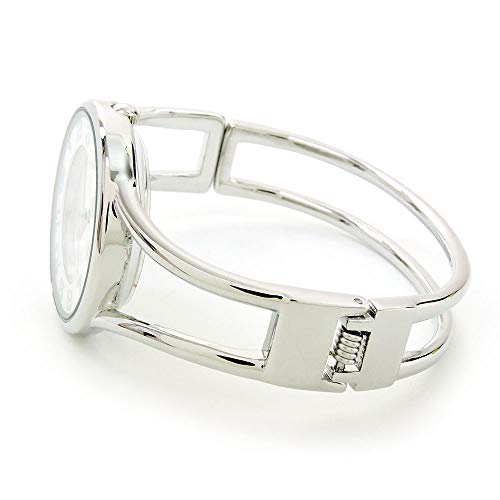 Stc STC06 Silver Round Face Metal Double Band Fashion Women'S Bangle Cuff Watch thumb #4