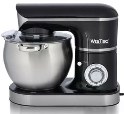 WisTec Stand Mixer 1500 Watts | 8.5 Litre SS Bowl | 100% Pure Copper Motor With Robust Metal Gears & Planetary Rotation Includes Beater & Aluminium Dough Hook & SS Whisk Cone (Black)