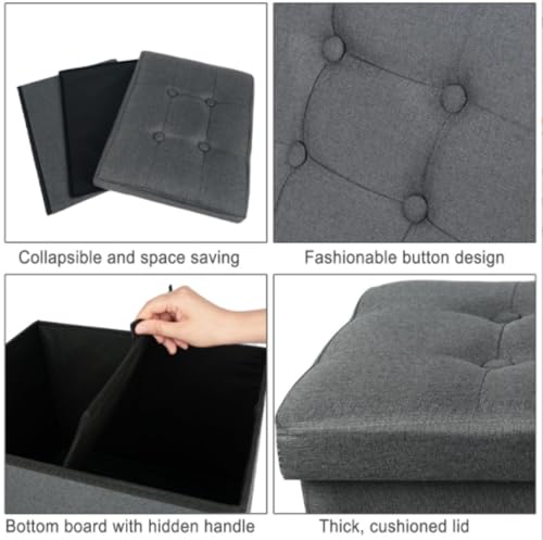 Tabouret pour entrée pliable gain de place avec coffre de rangement intégré - 4