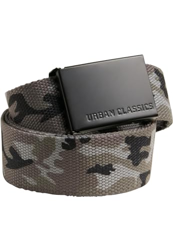 Urban Classics Mixte Canvas Belts Ceinture Sangle en Toile Militaire Unisexe Ajustable Sans Trous Boucle M tal pour Homme et Fem, Mehrfarbig (Grey Camo/Black...
