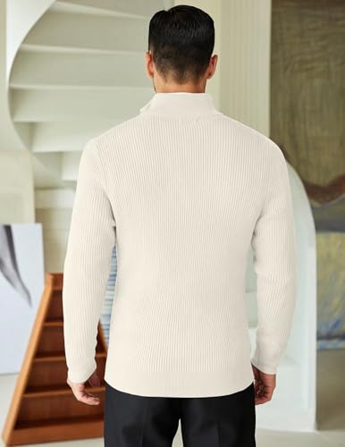 Image of DENIMHOLIC Men High Neck Zipper Full Sleeve Cotton Knitted Winter Sweater for man