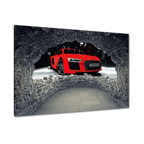 Décoration murale voiture de sport rouge tableau salon grand format 120x80