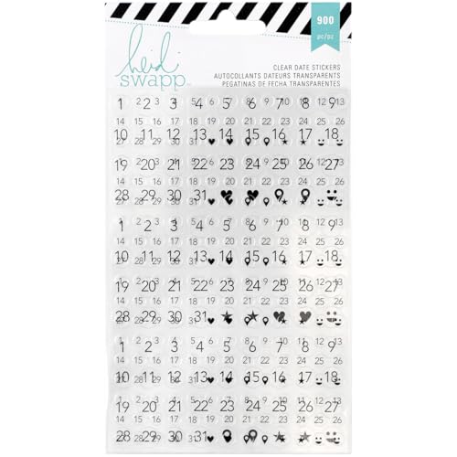 American Crafts Heidi Swapp 6 Sheets Memory Planner Date Stickers, Clear