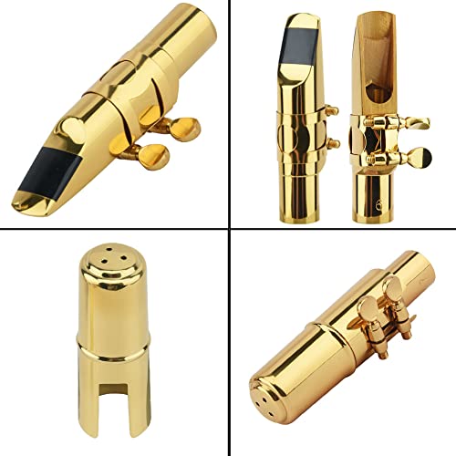 Alto Saxophone Mouthpiece with Cap and Ligature, Brass Metal Eb Alto Sax Mouthpieces 5C for Saxophone Musician Professionals Beginners Concert Band(SIZE:Gold - 5C) by Giyochie - Image 7