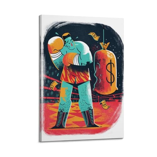 Poster boxe déco salon WIZIGM toile sportive 30x45cm illustration moderne pour bureau de manager