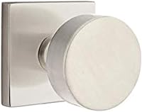 Vista 3 de EMTEK Juego de privacidad de roseta cuadrada con perilla redonda de acabado a juego, elección de 7 acabados, 5210ROUUS4, latón satinado (US4)