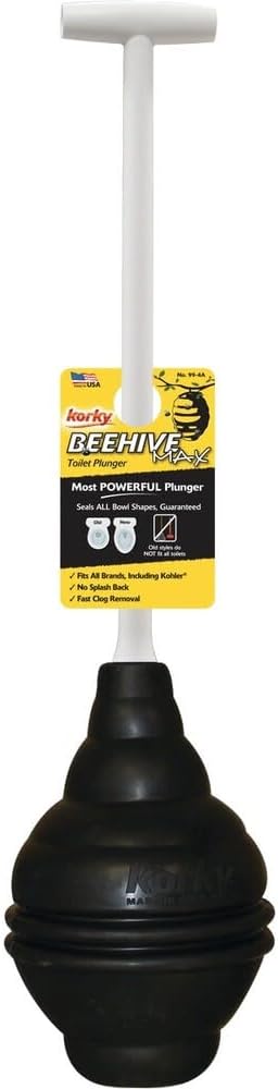 Korky Beehive Max 25 in. L x 5 in. Dia. Toilet Plunger