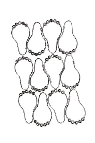 Wonder4Home Stainless Steel Shower Curtain Hooks, Set Of 12, Polished Chrome #TOP5