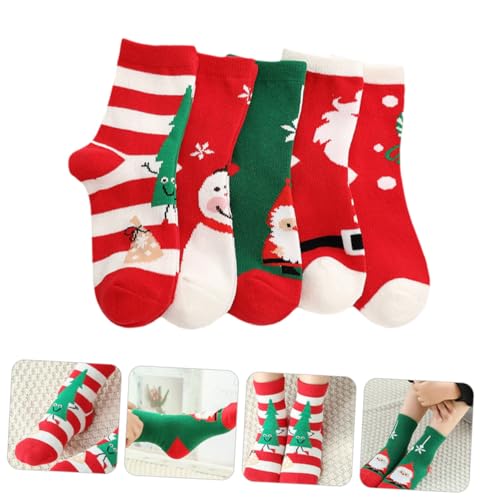 Calcetines navideños KOMBIUDA de algodón elástico para invierno, 5 pares 6