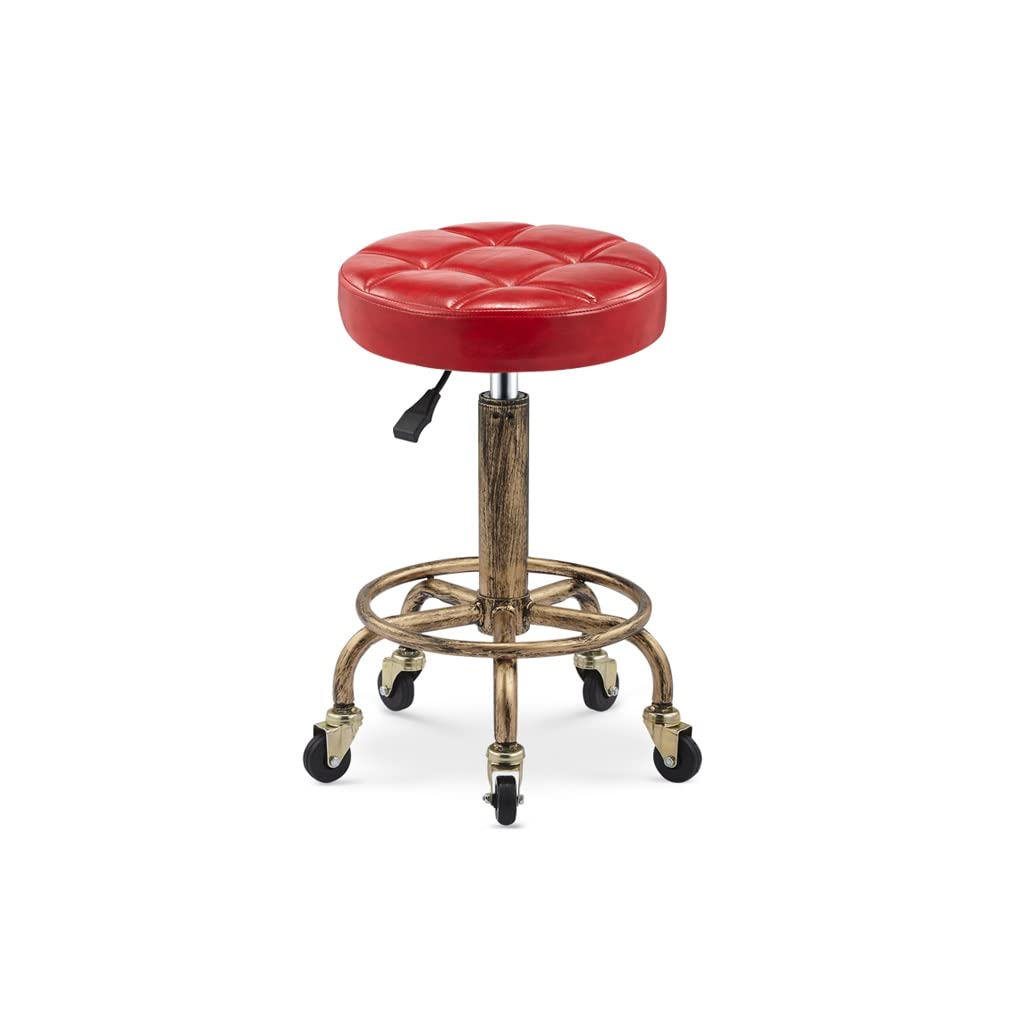 Chaise salon de coiffure rotation tabouret maquillage rouge à roulettes