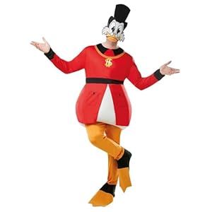 Scrooge McDuck Kostüm für Erwachsene, Disney-Duck-Kostüm für Erwachsene, Jacke, Hose und Maske, lustiges Halloween- und Cosplay-Kostüm für Herren (Std, 96,5–106,7 cm)