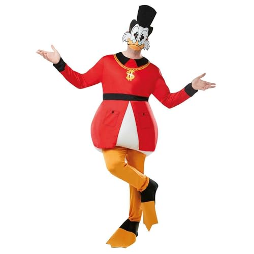 Yummy Bee Disfraz de Scrooge McDuck para hombre adulto, disfraz elegante con chaqueta, pantalones, fundas de patas de pato y máscara, talla de pecho de 38-46 pulgadas (XL - 42-46 pulgadas)