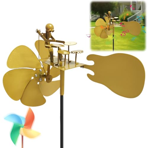 SANLIUSANJIU Gartentrommler Percussion-Windmühle, Handmade Drummer Windmil, für Außenbereich, Terrasse Garten Windspiel Percussion-Skulptur Dekoration