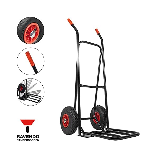 RAVENDO Sackkarre klappbar Sackkarre Luftrad Transportkarre klappbar Sackkarren Karre ST150 NG Profi Sackkarre | Luftreifen | klappbare Ladeschaufel | 150kg Maximalgewicht – Bild 3