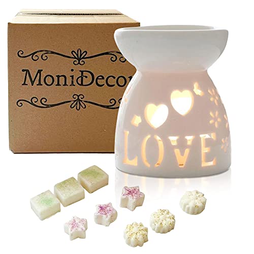 MoniDecor ® Quemador de Aceites Esenciales + Velas Aromáticas Quemador Wax Ambienta y Decora tu Hogar.