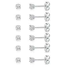 White gold-3mm-6 pairs