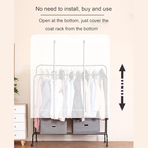 C Garment Bags with Zipper - Plastic Storage for High & Low Double-Pole Hangers - Ideal Clothes Organizer & Protector for Travel & Closet Storage thumbnail 7