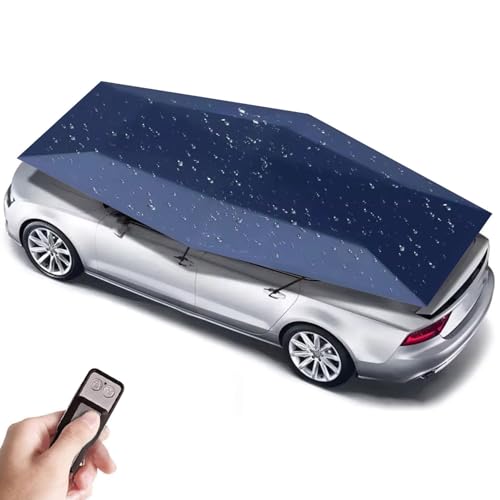 Carpa Para Coche Totalmente Automática, Cochera Desmontable, Sombrilla Plegable Para Coche, Protección Solar, Toldo Para Coche Con Control Remoto, Portátil Para Acampar Y Viajar.,Blue-4.8M