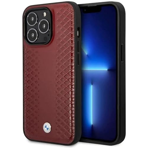 CG MOBILE BMW BMHMP14X22RFGR Coque pour iPhone14 Pro Max 6,7" Motif Diamant en Cuir Bordeaux
