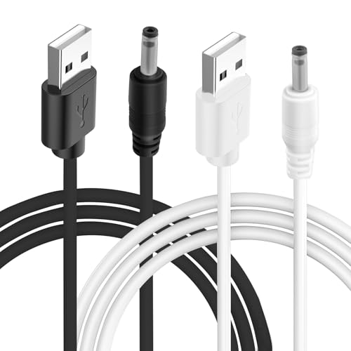 2 cables de carga USB de 5 V para Fairywill Bitvae Mellbree Seago 7AM2M cepillo de dientes eléctrico, conector CC de 3,5 x 1,35 mm, cable de alimentación de carga rápida, cable de repuesto universal