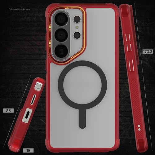 Image of Ghostek Covert Clear Galaxy S26 Ultra Case MagSafe Compatible with Magnetic Ring, Slim Thin Shockproof Phone Cover Designed for 2026 Samsung S26 Ultra (6.9 inch) (Red)
