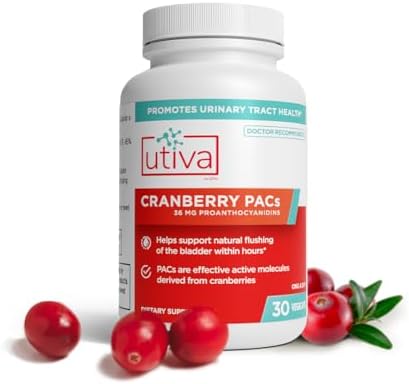 Utiva Cranberry PACs – Clinically Studied Ingredients 36mg PACs for UTI Avoidance - Supplement for Urinary Tract Health for Women and Men – Cranberry Extract Pills for Bladder Health, 30 Vegi Capsules