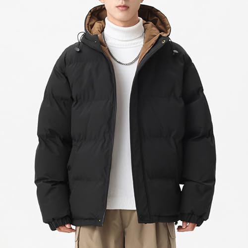 Mens Winter Padded Coat with Hood Casual Warm Quilted Jacket with Hood Thicken Quilted Parkas Outerwear2