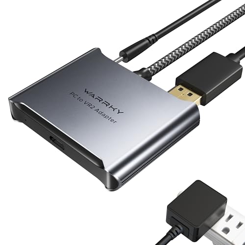 Warrky PSVR2 PC Adapter, PSVR2 Accessories [Aluminum Shell, Nylon-Braided Cable] Compatible with PSVR2, AR Glasses, Portable Monitor, DP 1.4 Cable&15W Power Supply Included