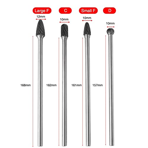 Set de 4 fresas rotativas de carburo doble corte miniatura 2