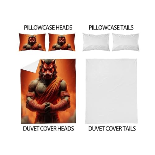 Housse de couette 220x240 animaux imprimé 3D avec taies d'oreiller pour grand lit King - 4
