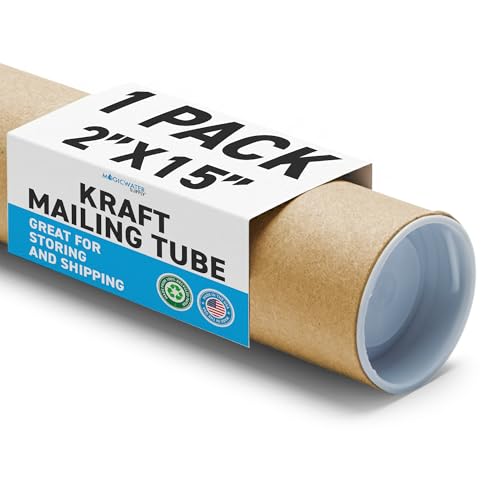 MagicWater Supply Mailing Tube - 2 in x 15 in - Kraft - 1 Pack - for Shipping and Storage of Posters Arts Crafts and Documents