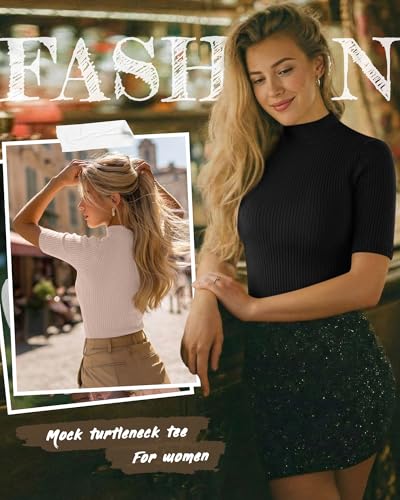 Image of Neer 3 Pack Women's Mock Neck Ribbed T-Shirts