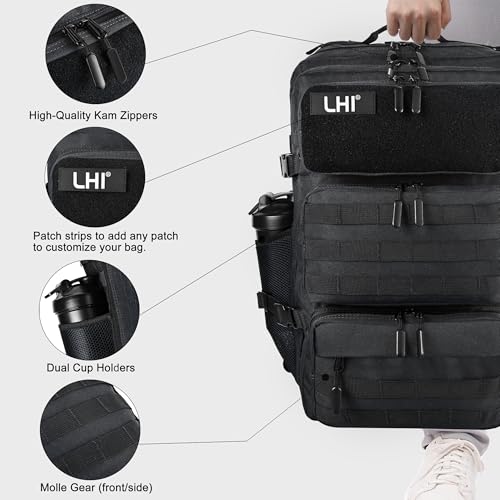 Image of LHI Tactical Military Backpack for Men and Women 25L /35L Army Assault Pack Bag Small Rucksack with Bottle Holder