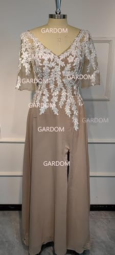 Half Sleeve Lace Chiffon Mother of The Bride Dresses Wedding Long V Neck Slit Formal Gowns Evening Dress for Women 20242