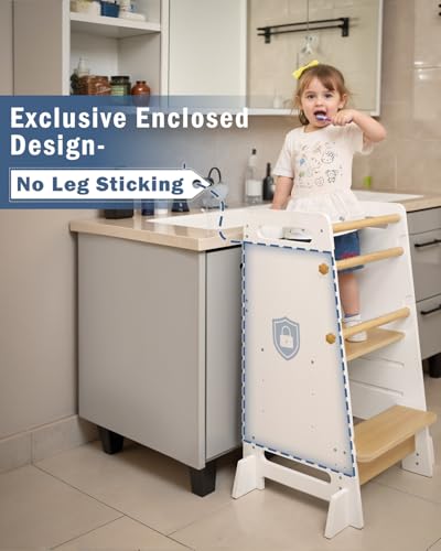 image for Mangohood Toddler Learning Standing Tower, Adjustable Height Kids Kitc