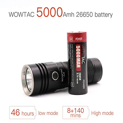 WOWTAC A5 3650 High Lumens Super Bright Flashlight, 26650 5000mAh Battery EDC Flashlight, CREE XHP 70 Rechargeable Flashlight LED Handheld Flashlight for Outdoor Camping Hiking-NW