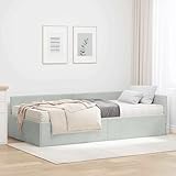 Homgoday Samt-Eckbettgestell Hellgrau, 204x84x57 cm, für bequemes Schlafen und Entspannen...