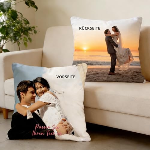 iDIY Personalisiertes Kissen - Kissen Beidseitig Bedruckbar mit Foto Bedrucken Lassen Foto Kissen Fotokissen mit Eigenem Foto Fotogeschenk zum Weihnachten Geburtstag - Füllung Optional