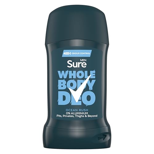 Sure Men Ocean Rush Whole Body All Over Body Deodorant Stick with a herbal & woody fragrance and 48 hour odour control 50ml