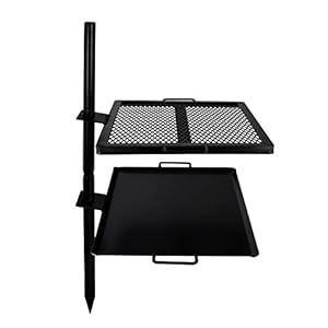 GameMaker - Open Fire Cooking Gravity Combo Grill & Skillet, Ultimate Camping Cooking Tool