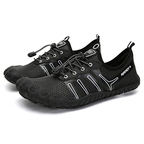 JJWC Zapatos de Deportes for Hombres Zapatos de Agua de Secado rápido al Aire Libre Mujeres Ligeras Ligeras Playa Playa Zapatos Upstream (Color : Black, Size : 46)