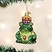 Old World Christmas Frog King Glass Blown Ornament for Christmas Tree, Handcrafted Holiday Decoration, Wildlife Animal Collection