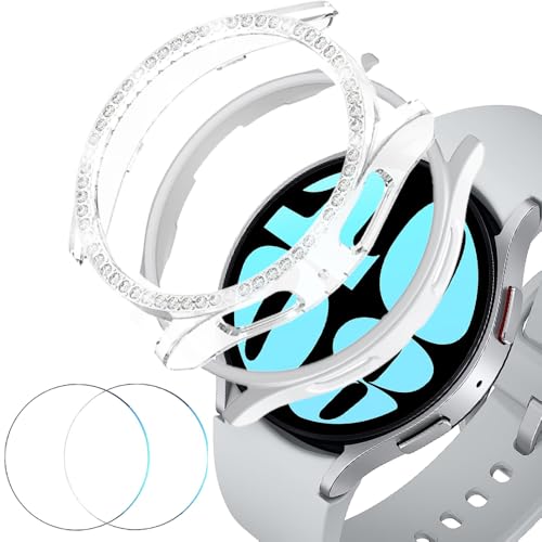 Coque de protection Samsung Watch 6 44mm haut de gamme en polycarbonate mat et strass