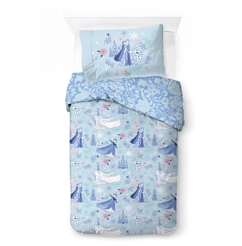 Jay Franco Kids Disney Frozen Ensemble de Housse de Couette - Literie Ultra Douce avec taie d'oreiller, Housse Uniquement, Couette Non Incluse, Bleu, 2 pièces...