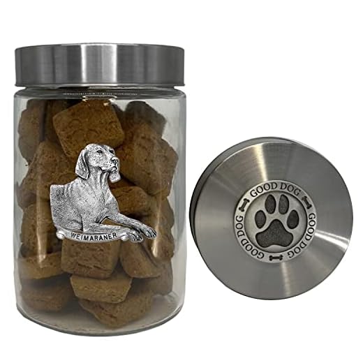 Heritage Pewter Weimaraner Good Dog Treat Jar - 34 OZ Treat Jar with Airtight Screw-On Lid | Gift for Weimaraner Owners | Expertly Crafted Pewter Glass